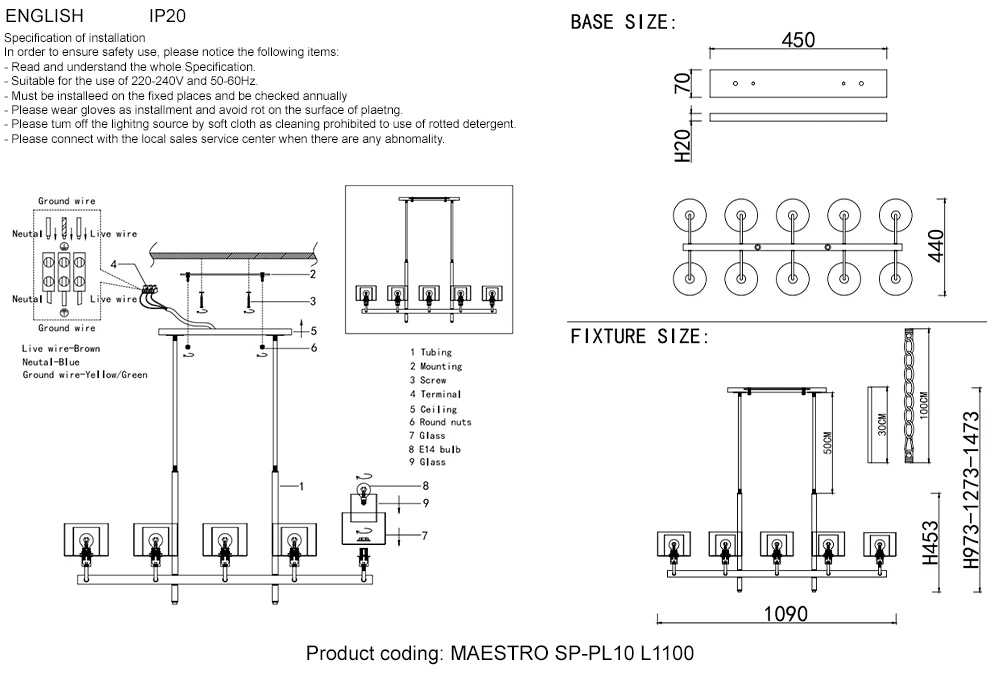 MAESTRO SP-PL10 L1100 GOLD Crystal Lux