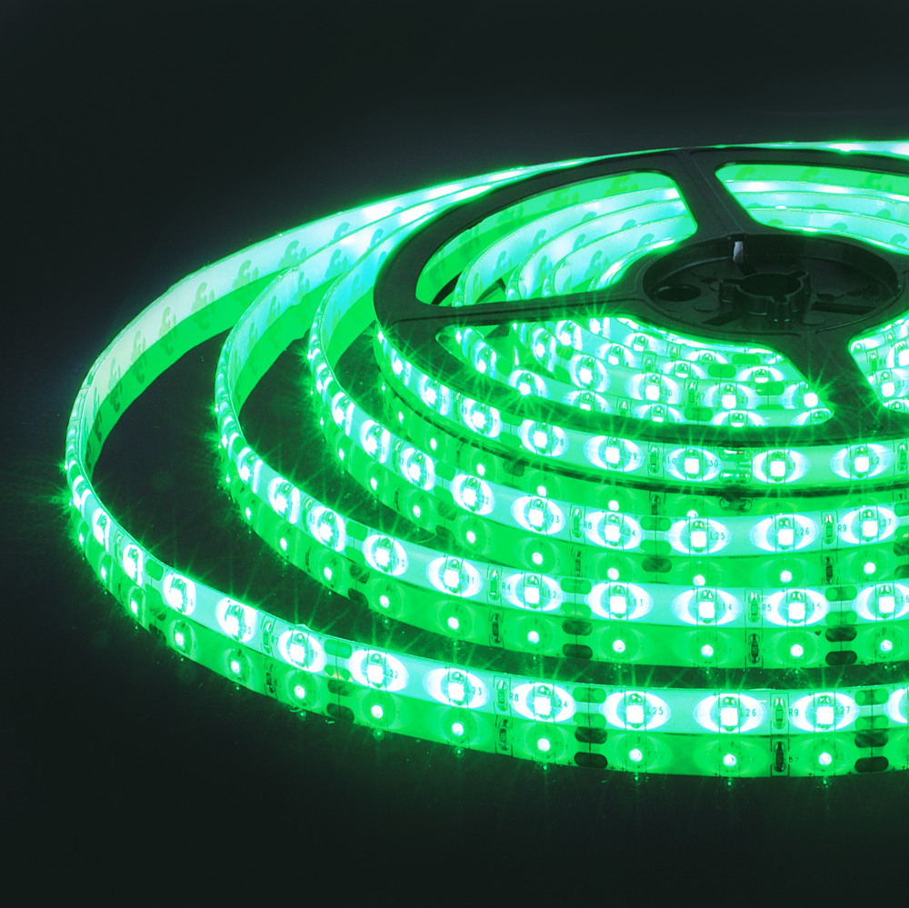Лента светодиодная 12V 4,8W 60Led 2835 IP65 зеленый, 5м_
