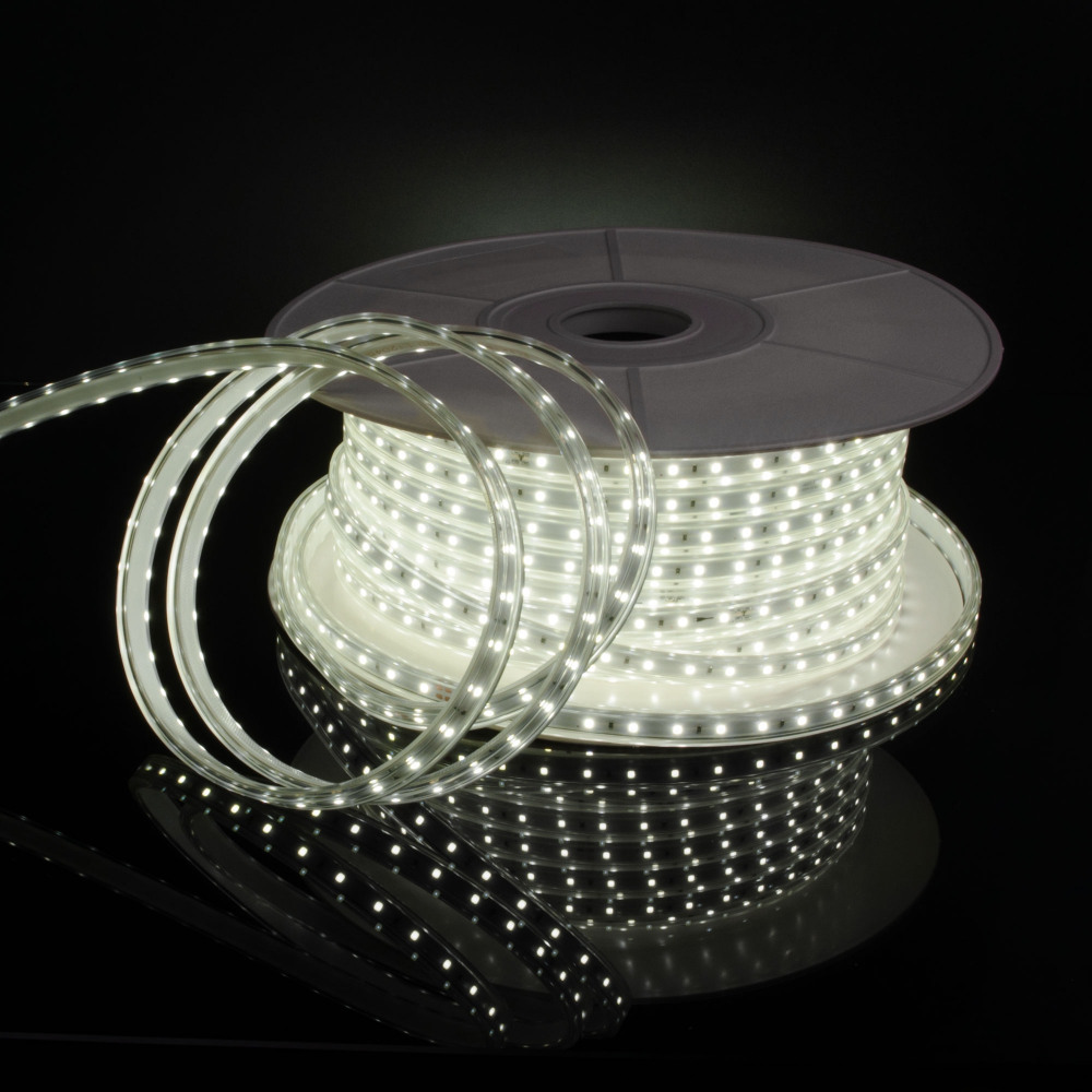 Лента светодиодная 220V 8W 60Led 2835 IP65 холодный белый, 50 м_