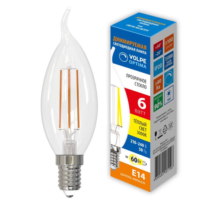 LED-CW35-6W/3000K/E14/CL/DIM/SLF_