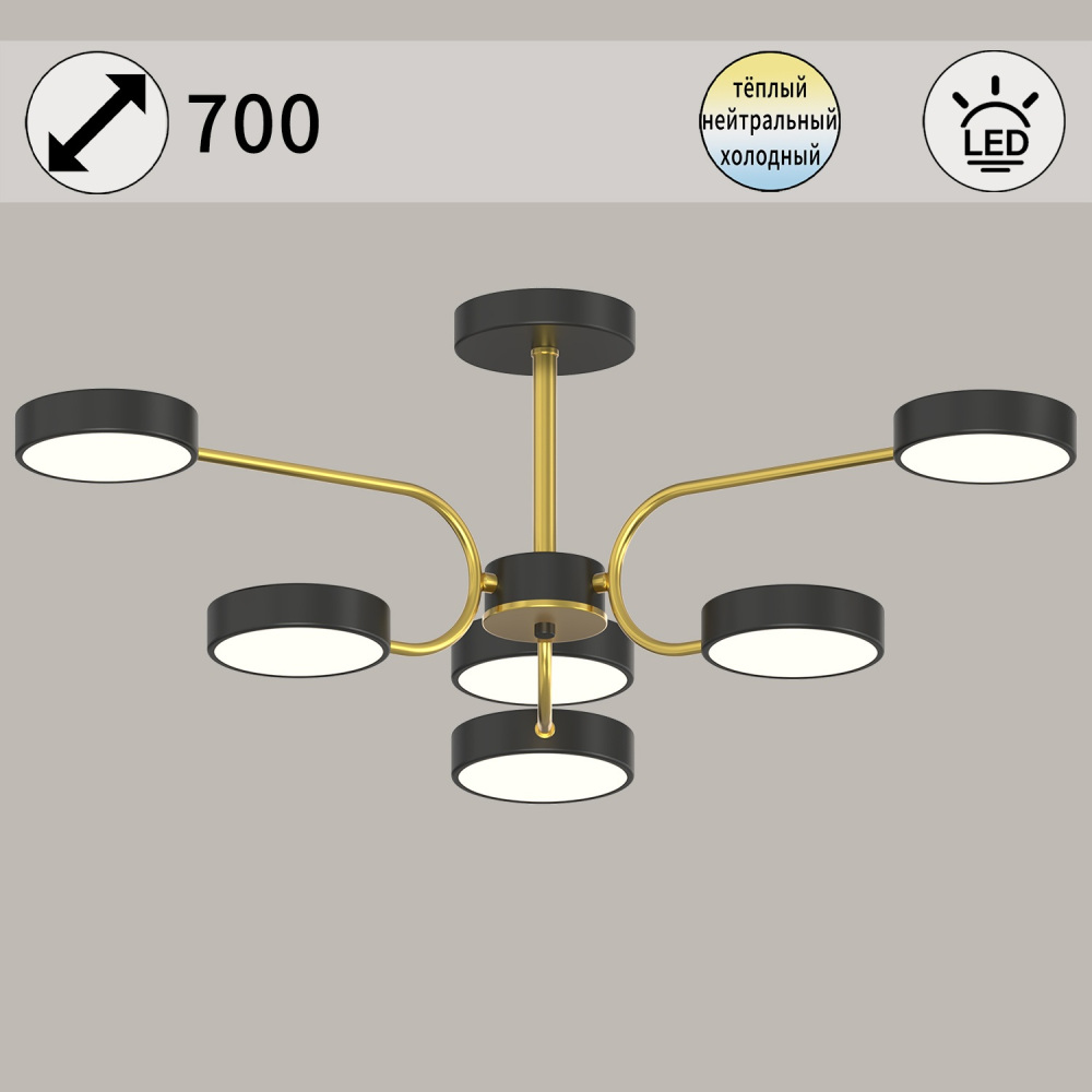 Потолочная люстра 03325-0.3-06 BK+COPPER Reluce