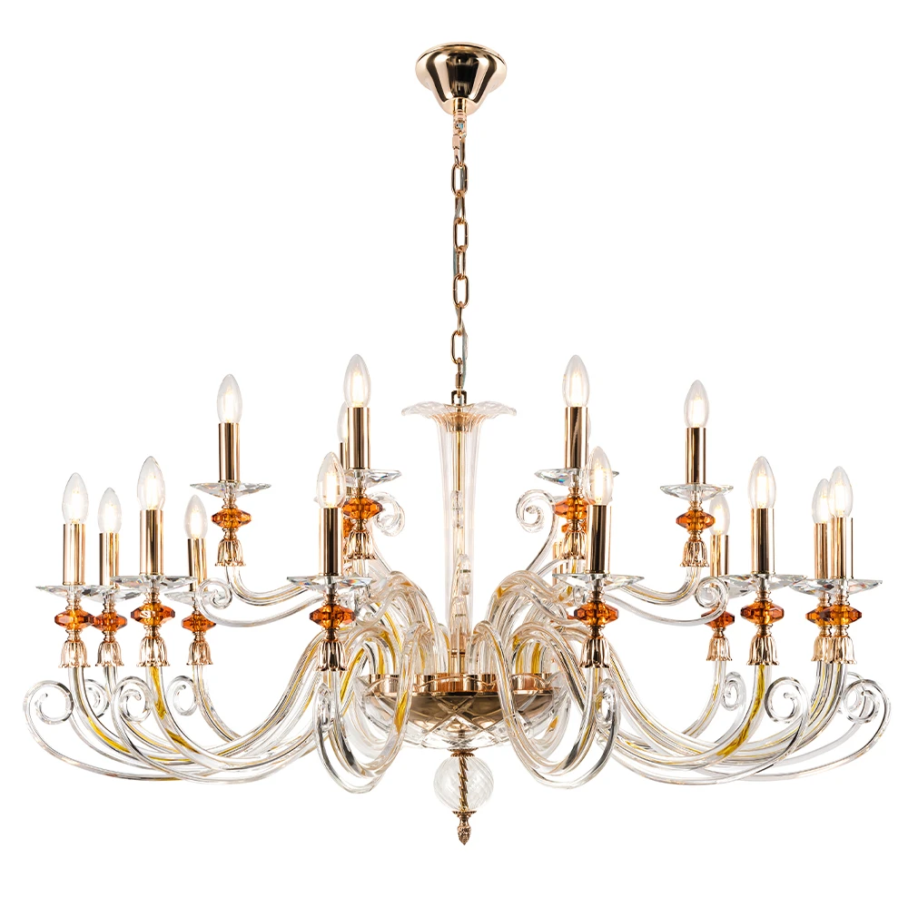 CATARINA SP12+6 V2 GOLD/TRANSPARENT-COGNAC Crystal Lux