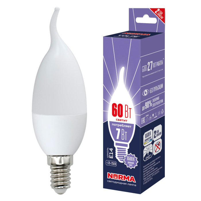LED-CW37-7W/6500K/E14/FR/NR_