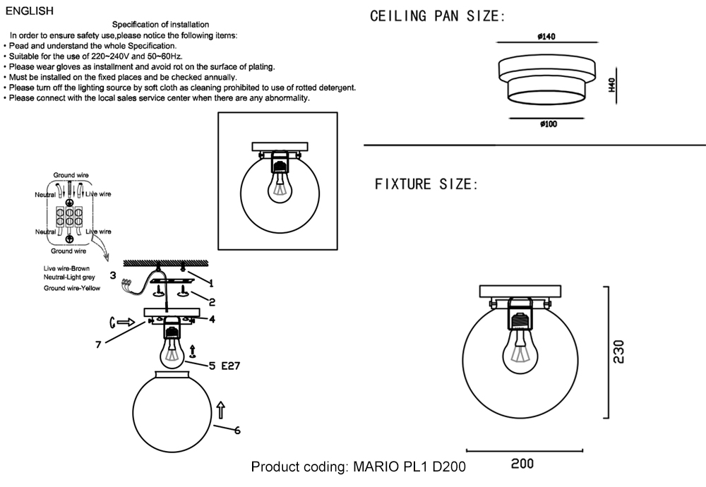 MARIO PL1 D200 NICKEL/TRANSPARENTE_