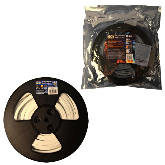 ULS-N11-2835-120LED/m-8mm-IP67-DC24V-10W/m-15M-4000K катушка в герметичной упаковке Uniel