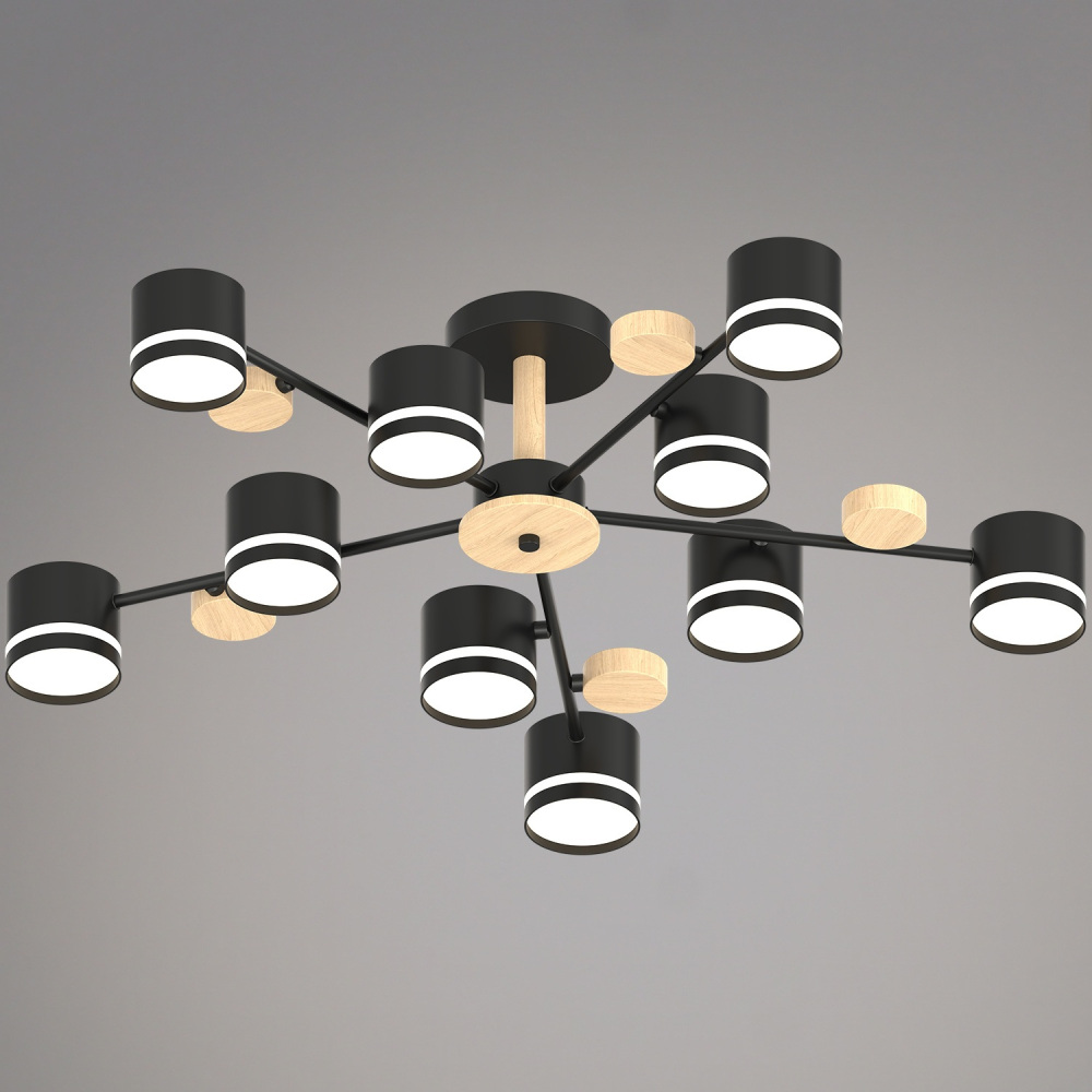 Потолочная люстра  68730-0.3-10 GX53 BK+WOOD Reluce