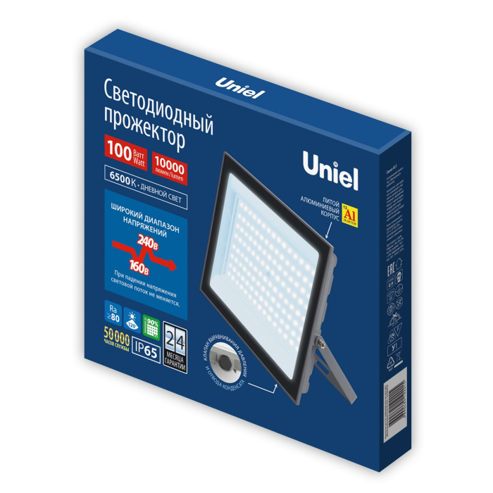 ULF-F23-100W/6500K IP65 160-240V GREY Uniel